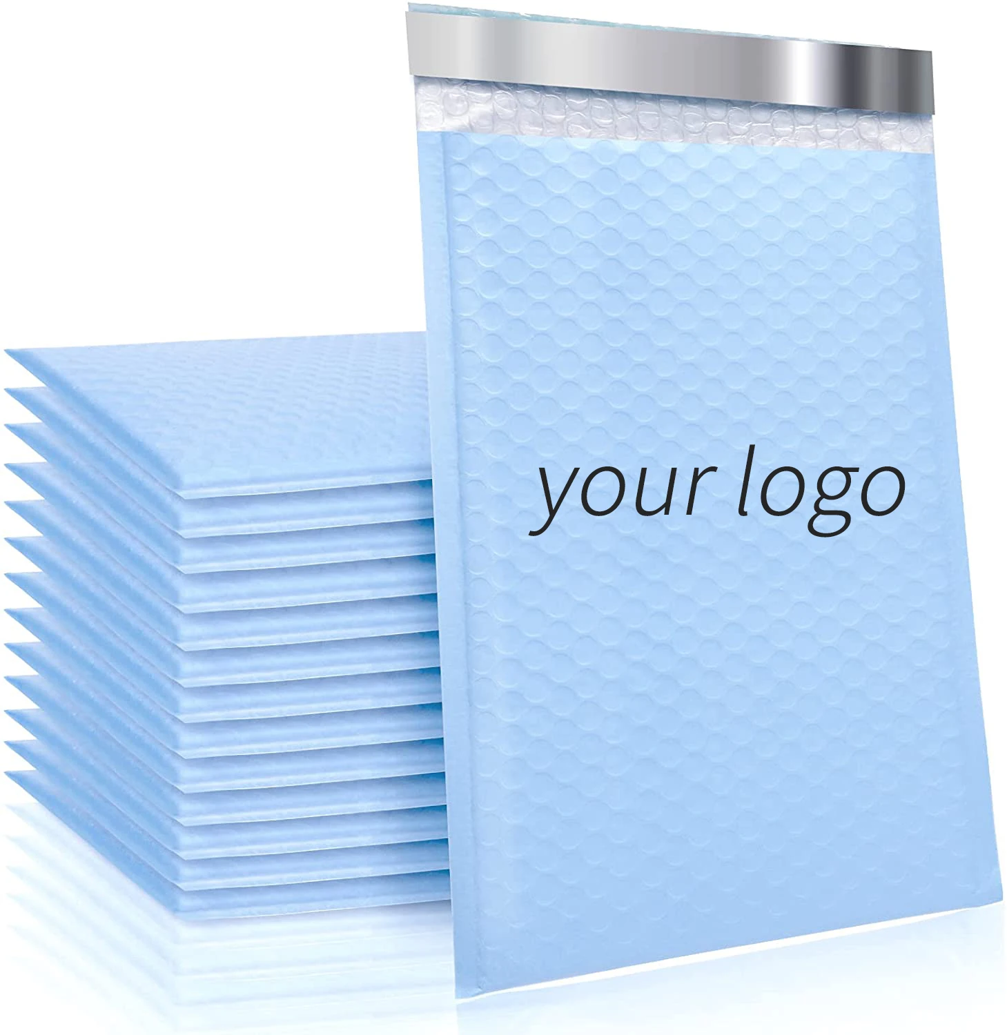 Custom 4X8 6X10 PolyMailer Bubble Bag Padded Shipping Envelope Coffee Silver Rose Gold Matte Metallic Bubble Mailers With Logo