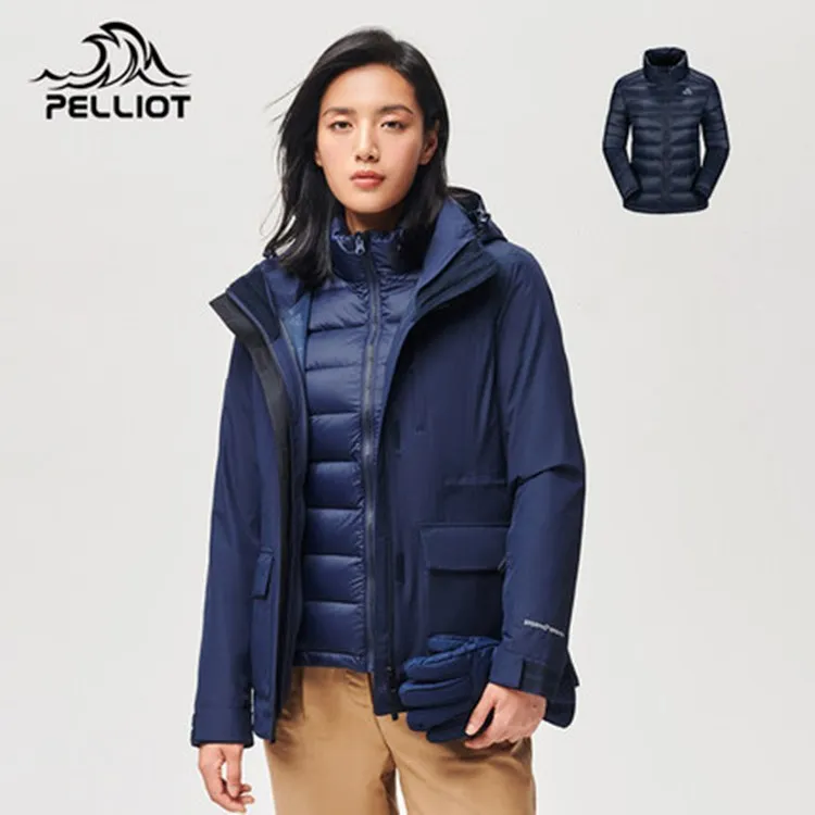 Уличный 3 в 1 пуховик Съемная зимняя женская толстая водонепроницаемая и теплая пуховая куртка