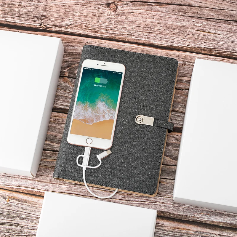A5 8000mAh three charging outputs notepad with power bank notebook  souvenirs gift for adults novelty gifts corporate gifts