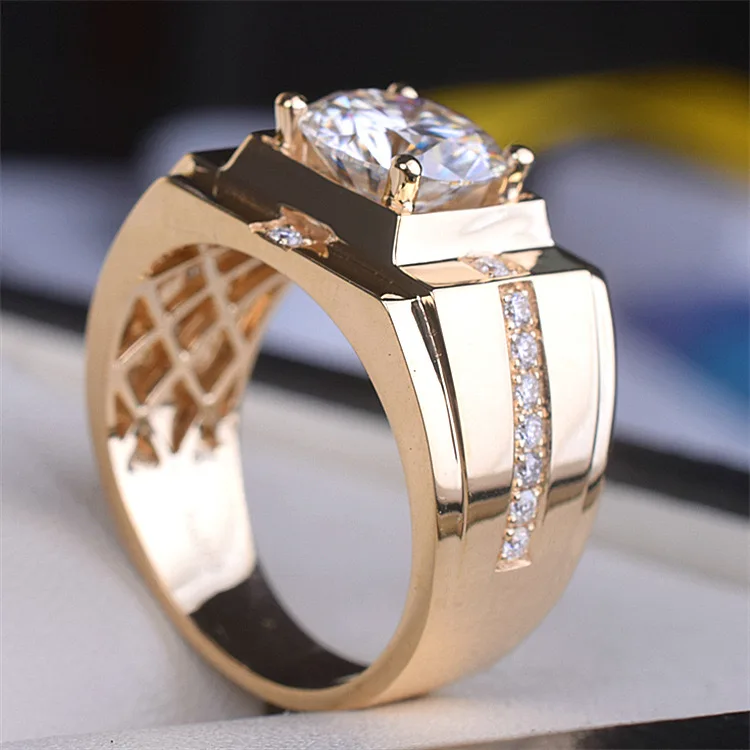 Luxury Hip Hop18k Wholesale Filled Jewelry men diamond Solid Wholesale Plated Vermeil Chain 14k Italian Gold ring for man