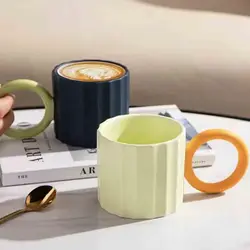 big ring handle colorful cute ceramic coffee mug cup