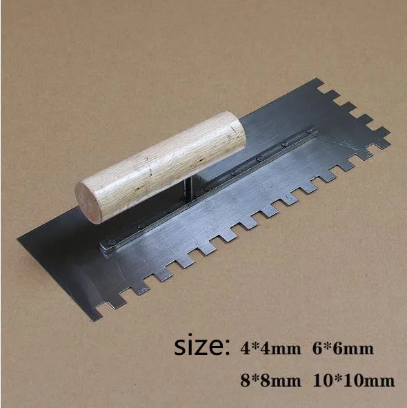 hot sell Construction hand steel tool trowel Plastering Trowel with teeth wooden handle