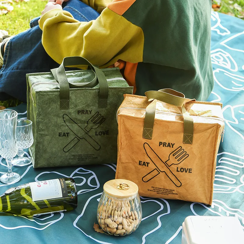 Custom large thermal insulation bag Dubon paper waterproof outdoor portable aluminum foil bento bag picnic bag work lunch box ba