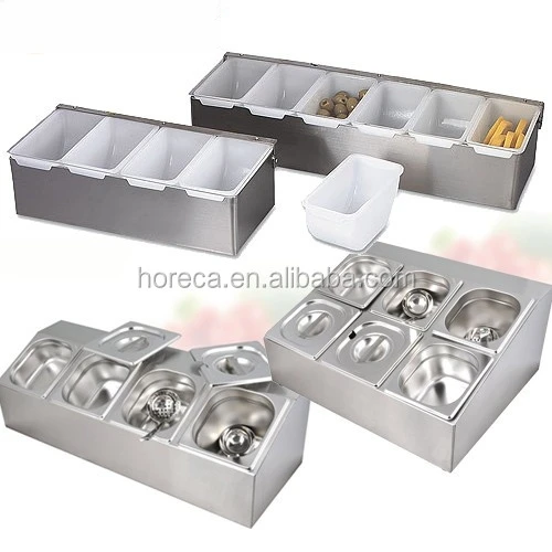Hotel & Kitchenware 3/4/5/6 Plastic Grid Stainless Steel Holder Condiment