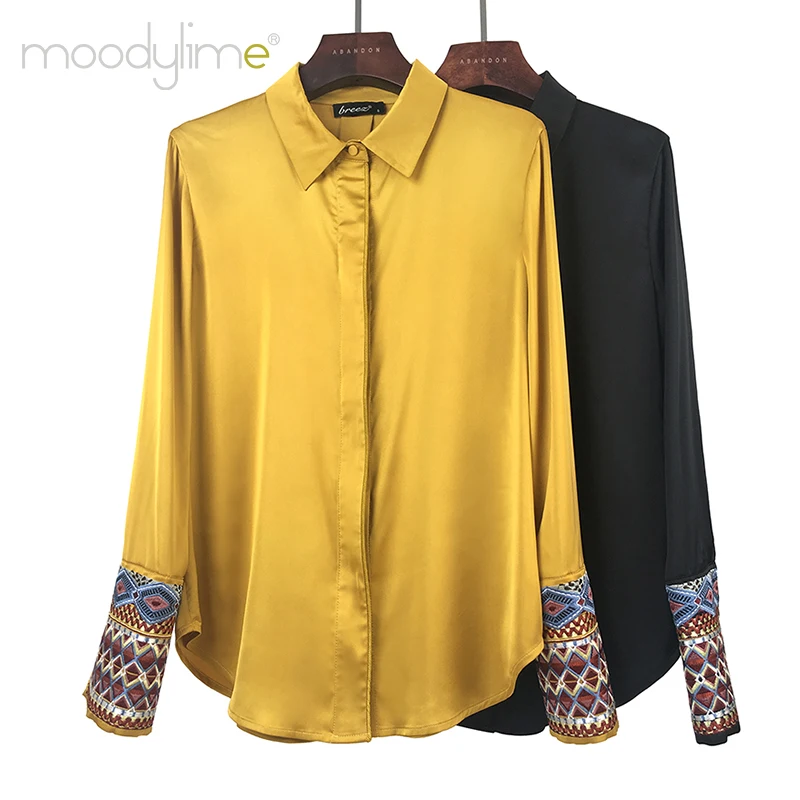 latest design high quality blouse for women long sleeve embroidery office ladies shirt
