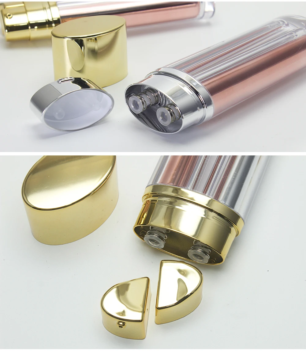 Luxury double 15ml cosmetic cream packaging plastic two compartment bottle