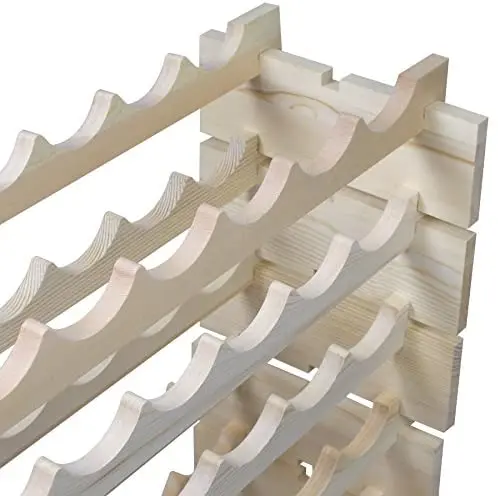 
Stackable Modular Wine Rack Wine Storage Stand Wooden Wine Holder Display Shelves, Wobble-Free, Solid Wood 