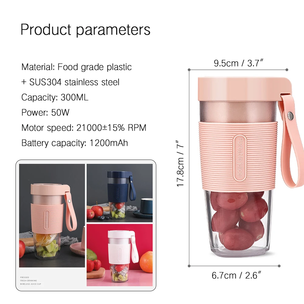 wholesale home appliance 400ml portable rechargeable juicer mixer fruit cup 2021/juicer shenzhen/portable blender juicer