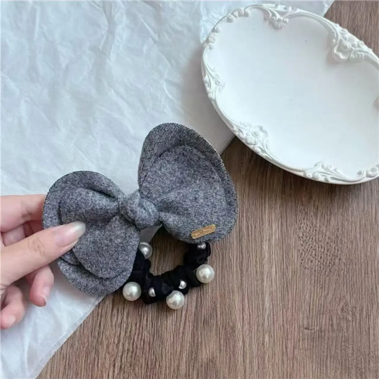 Korea Style New Design bowknot Love elastic hair ring girls women rubber band hair ring