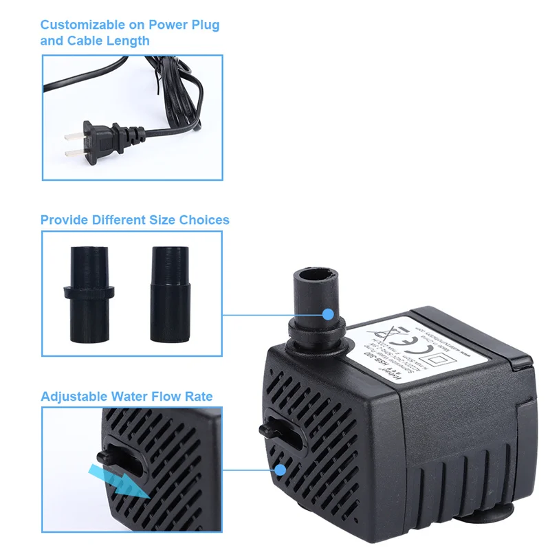 Electrical 5W 80GPH Mini Submersible Water Pump 300lh Aquarium Fish Tank Fountain Water Pumps for Sale