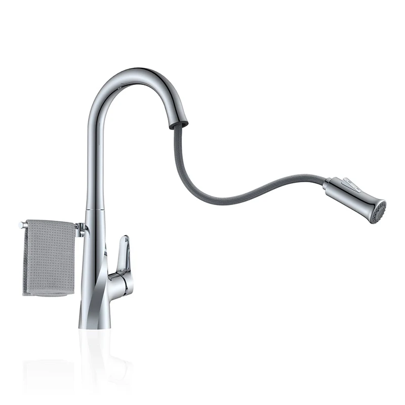 
Pull Out Kitchen Sink Faucets with High Arc Spout,Kitchen Faucets with Pull Down Sprayer,Single Handle Deck Mount Brushed Nicke 