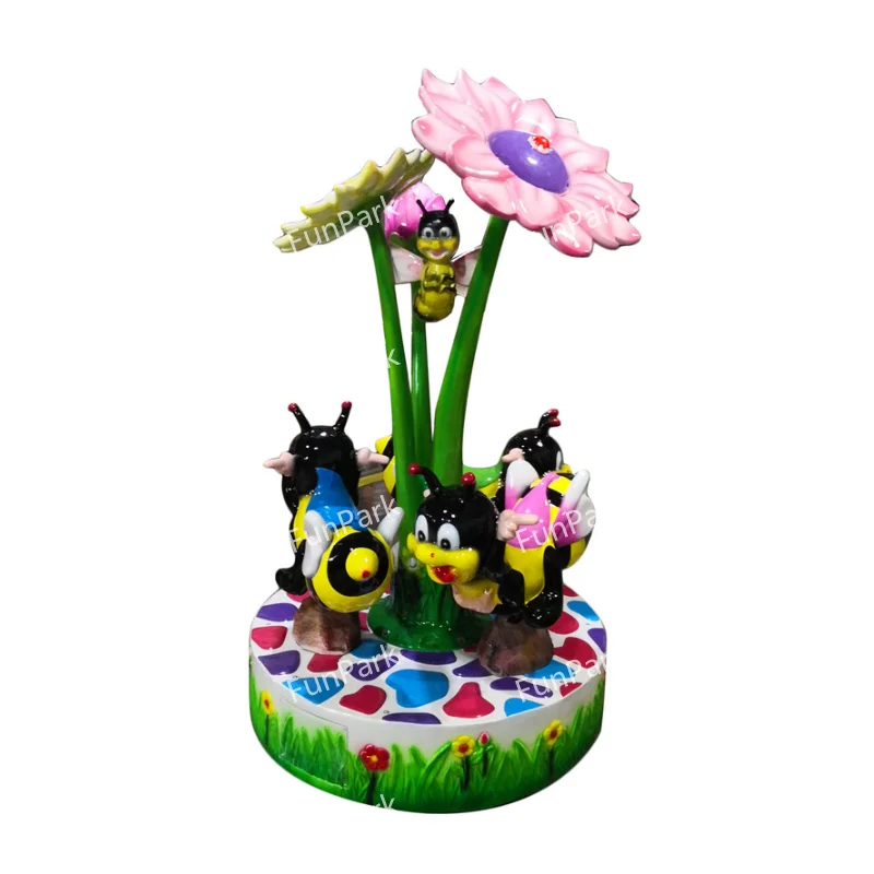 Fun Park Factory Wholesale Honey Bee 3P Multi Kiddy Rides Merry Go Round Coin Operated Games for Indoor Amusement