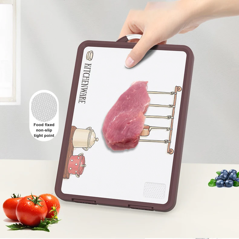 Multifunctional 304 stainless steel double-sided chopping  board can stand food grade pp cutting board for kitchen