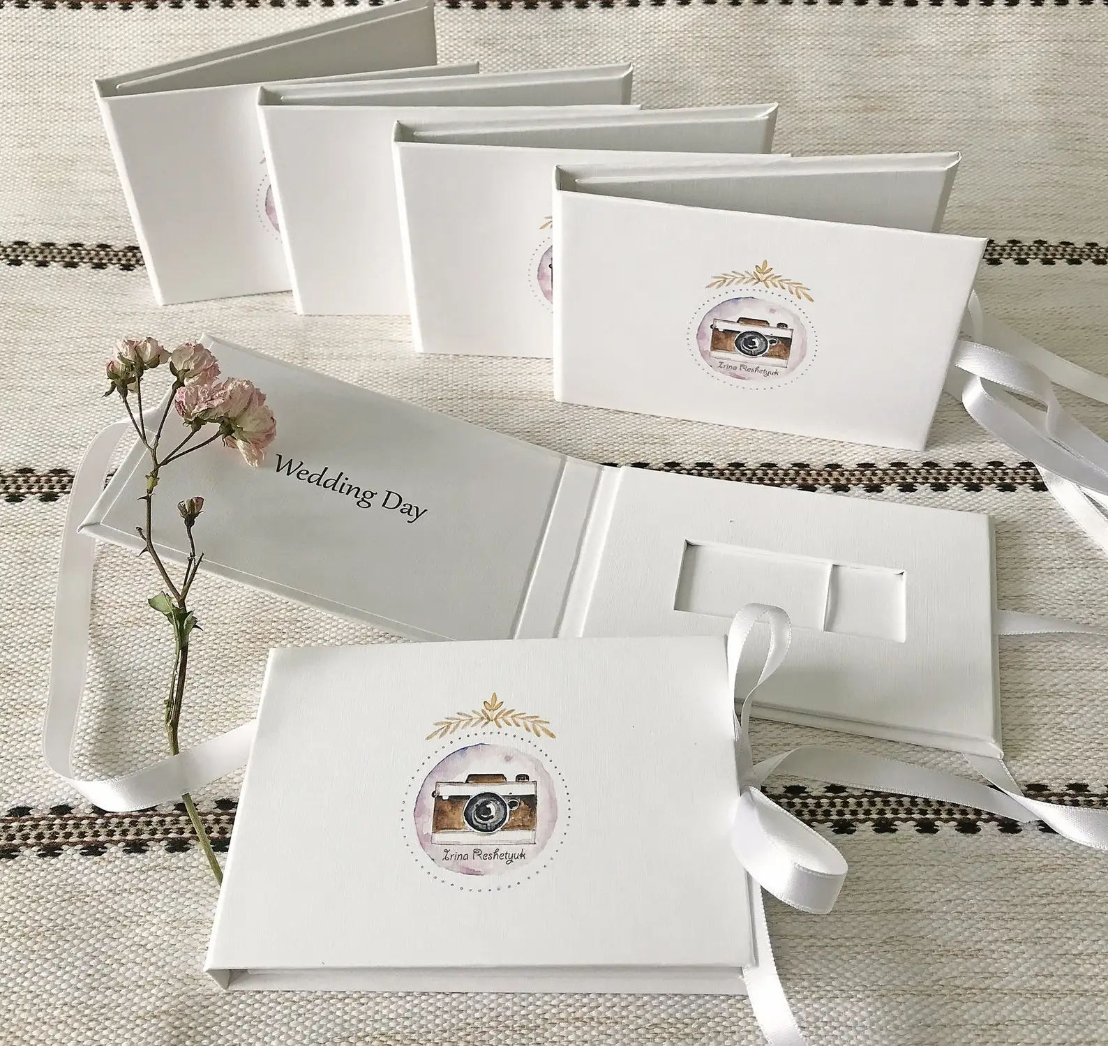 OEM White Paper USB box folder folio rigid package packing wedding photographers USB case Branding box for Geometric USB