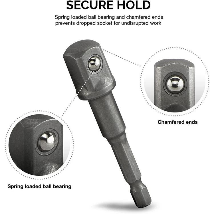 Impact Grade Socket Adapter Set - 3 Packs Drill Bit Adapter with Bit Holder