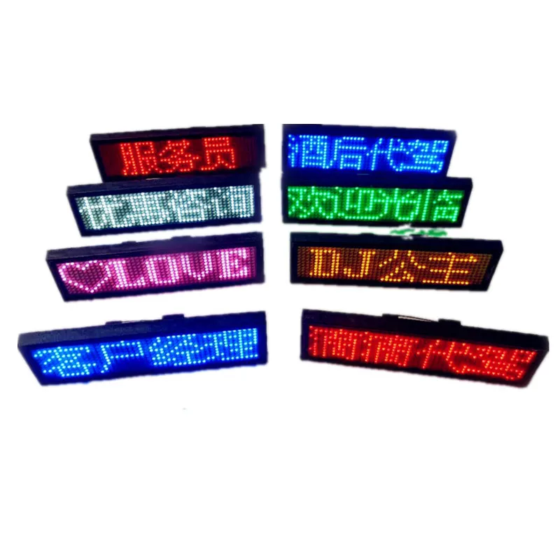 Customized App Programmable Scrolling Message Badge Led Display Name Tag Badge for Restaurant Bar