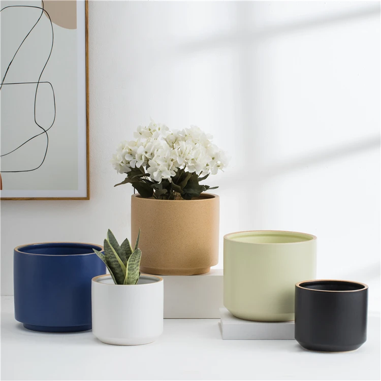 Wholesale matte colored modern nordic style home decor indoor large floor ceramic succulent planter plant flower pot in bulk