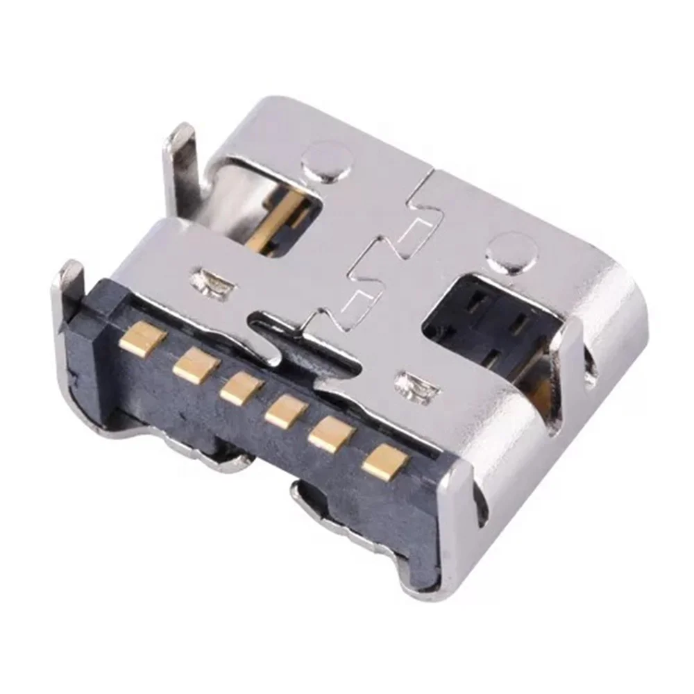 50 шт. 6-контактный разъем SMT Micro USB Type C 3,1, гнездовой разъем DIP для печатной платы, дизайн «сделай сам», разъем для зарядки высокого тока