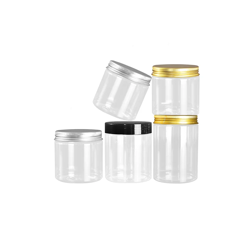 cosmetic packaging 30ml 50ml 60ml 100ml 120ml 200ml 250ml 500ml 1000ml clear amber black pet plastic cream jar with plastic lid
