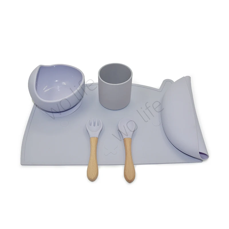 Online Wholesale Hot Selling Standard 100% Food Grade Silicone Suction Baby Dinner Bowl Feeding Set