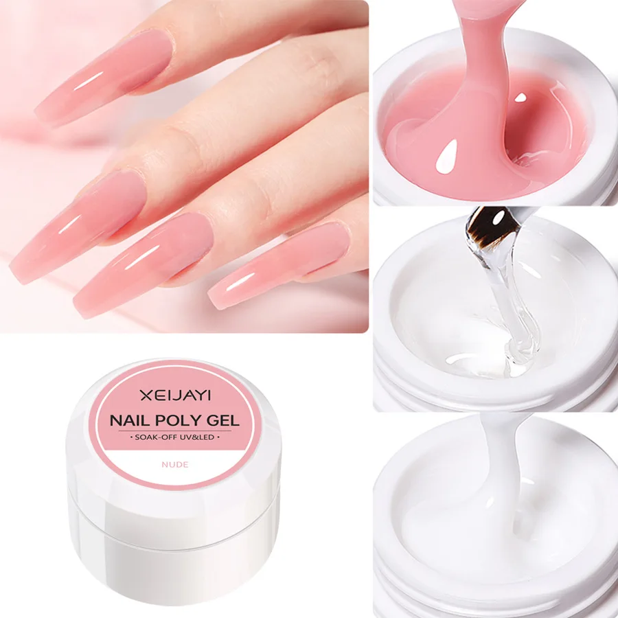 Nail Gel Art Transparent Camouflage Color Fibre Glass Hard Jelly Quick Building Nail Extend Gum Acrylic Polish For Salon