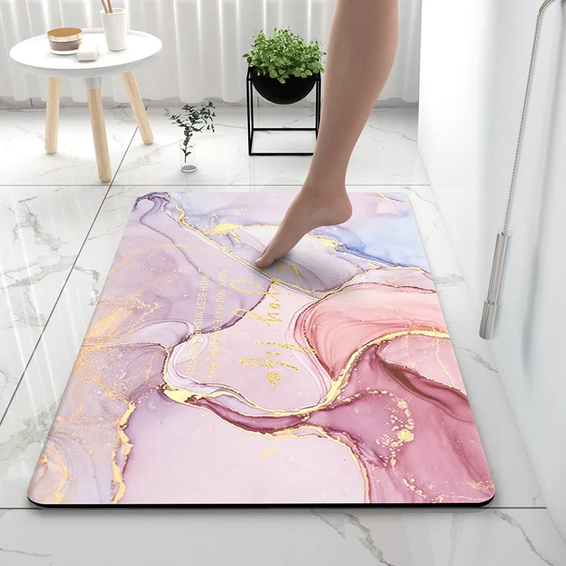 Super Absorbent Toilet Carpet Door Foot Mats Bath Non-slip Rubber Shower Rug Pad Bathroom Rugs Soft Diatomaceous Earth Floor Mat