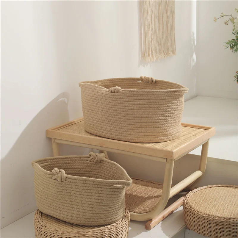 Cotton Rope Woven Basket For Home Decor Pillow Towel Storage Hamper Decorative Woven Baskets
