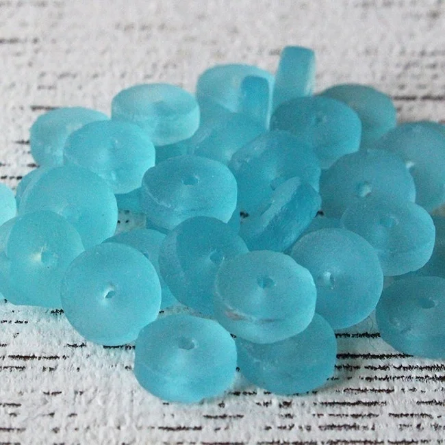 Heishi Aqua Glass round loose gemstone bead stone natural beads for jewelry making