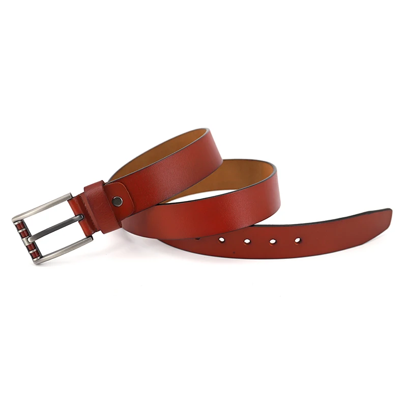 2022 new arrival new waist buckle business genuine leather belts for women with adjustable metal buckles red color