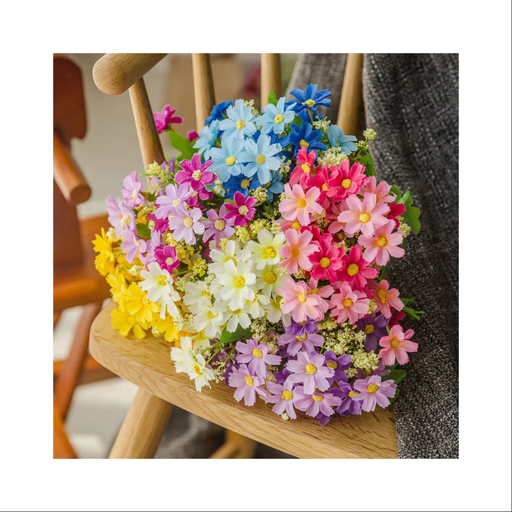 Outdoor floristry 28 heads chrysanthemum small daisy 7 forks artificial flower decorative flower small fresh plastic flower