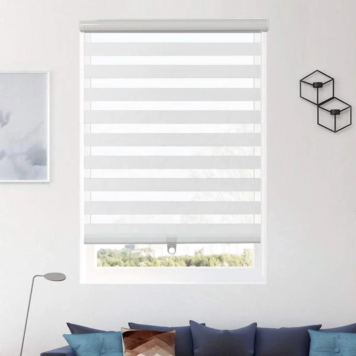 Wifi Control Zebra Roller Shades Double-layer Light-breathable Simple Zebra Blind Fabric for Windows