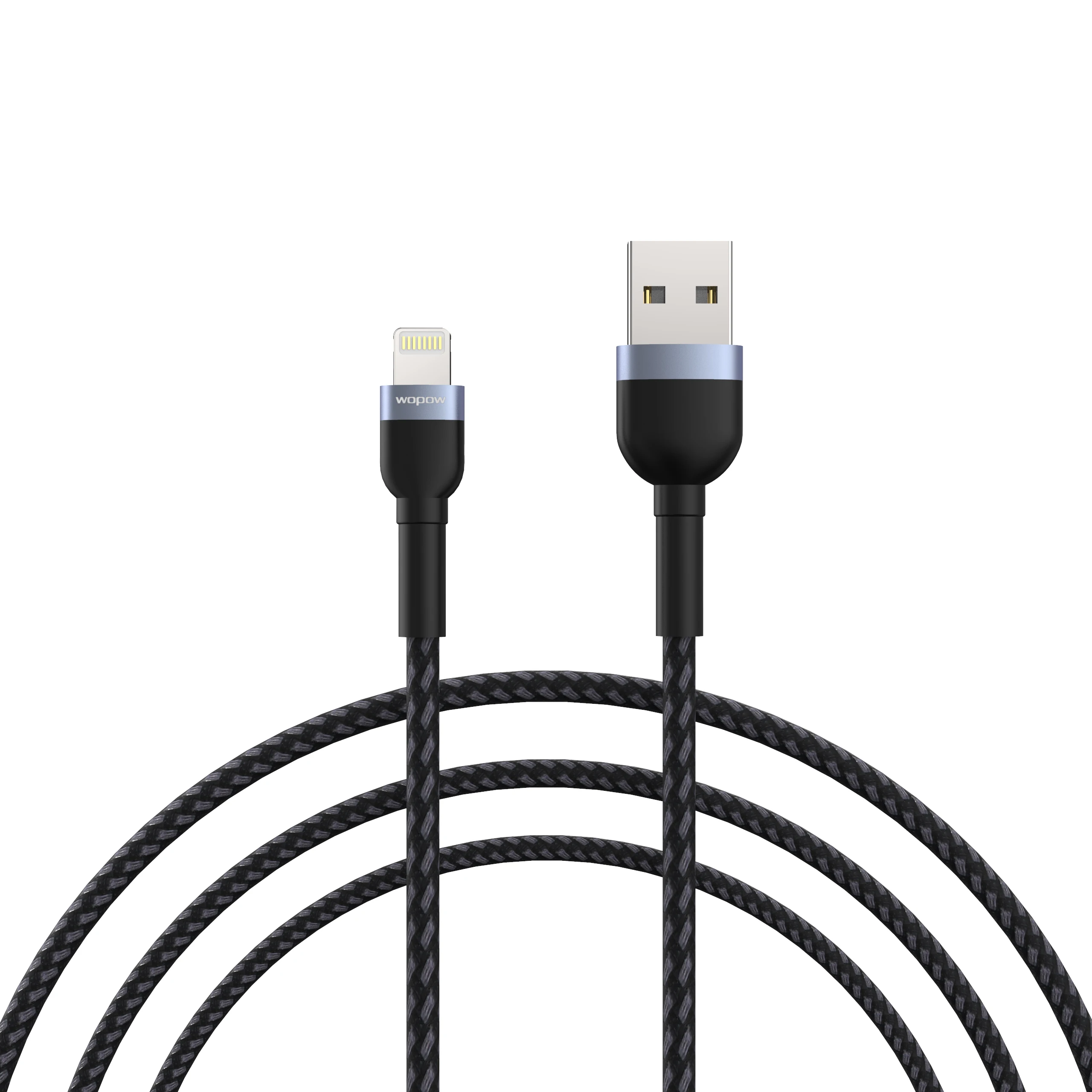 Wopow 2.4A Aluminum Alloy  Fast Charge Lightning Cable for Iphone 11 X Xs X Max Data Cables
