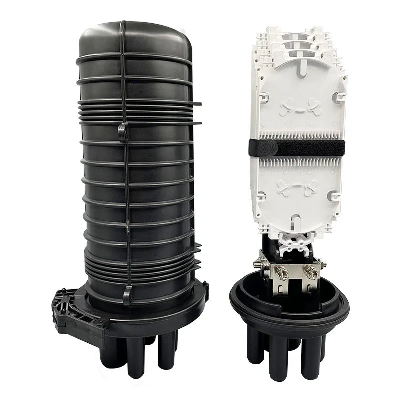 1 in 4 out  Hot Sell Heat shrinkable sealing 48 96 144 288Core FTTH Dome Vertical fiber optic splice joint box terminal closure