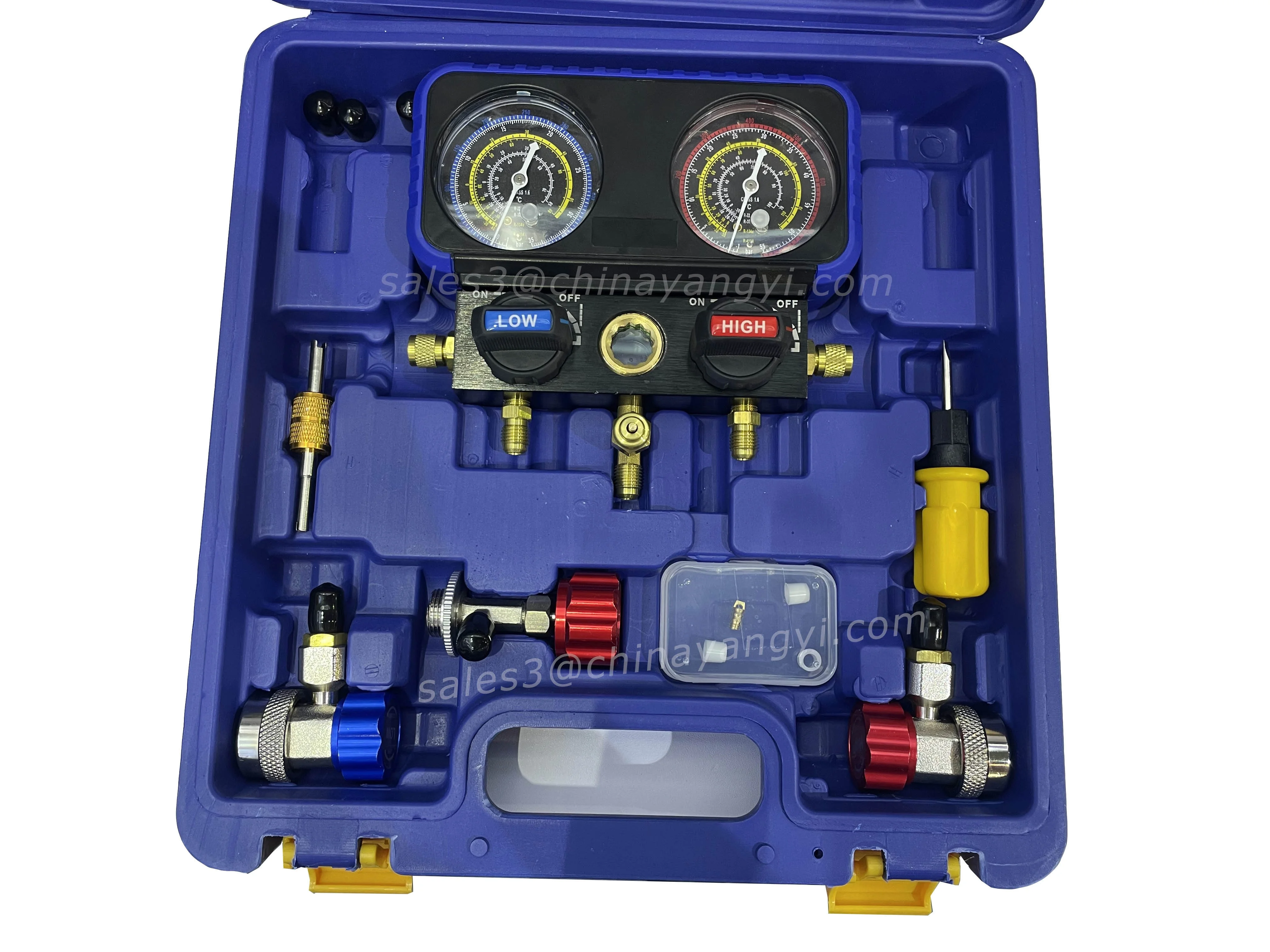 HVAC Ball Valve 2 Way Manifold Gauge Set Pressure Manometer for Refrigeration Air Conditioning Tools R410A R22 R32 800-4000PSI