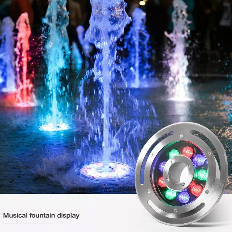 Hot-Sale Customized Underwater Swimming Pool Light 9W Rgb Stainless Steel Led Fountain Lights For Fountain Landscape