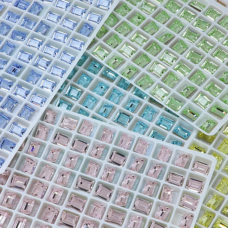 6*8mm Nail Diamond Crystal Rhinestones High Quality K9 Rectangular Square Sugar Tip Bottom Diamond Nails Decorated French Stones