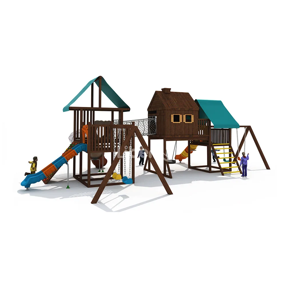 Wood Series Commercial Used Baby Playset Outdoor Wooden Playground Kids