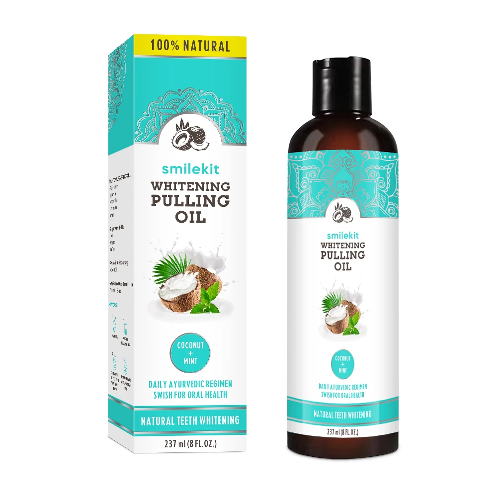 Private Label Oral Oil Pulling with Coconut & Peppermint Oil Healthier Teeth & Gums Mouthwash