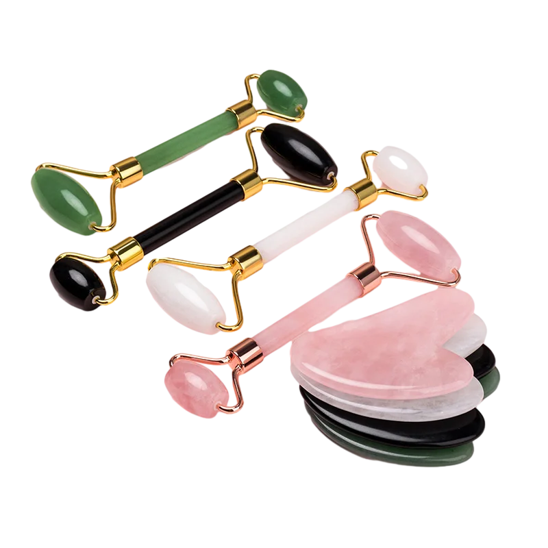 100% Natural Pink Jade Roller Gua Sha Tools Facial Guasha Rodillo De Jade Stone Jade Massage Roller For Body