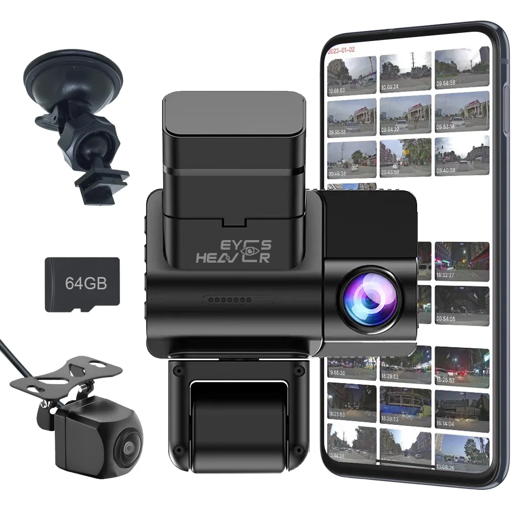 3 Cameras Dash Cam with GPS Clear Car Rearview wifi Car Video Recording Camcorder Wide Angle Car Camera