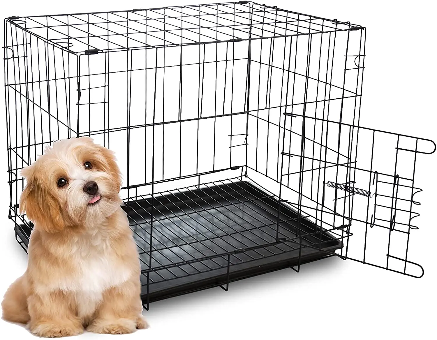S M L XL XXL Steel Wires  Pet Dog  Cat Cage Metal Dog Crate Wholesale