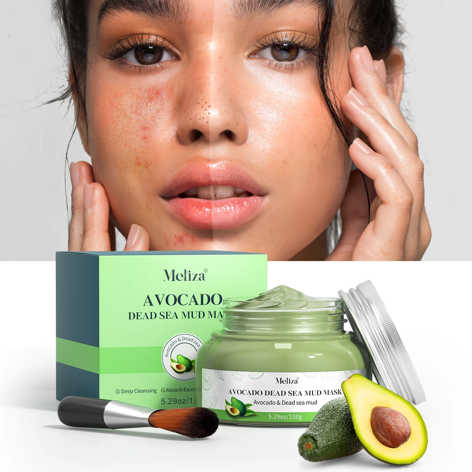 Private Label Anti-Aging Cosmetic Beauty Skin Care Face Dead Sea Mud Mask Organic Moisturizing Cleansing Avocado Clay Mask