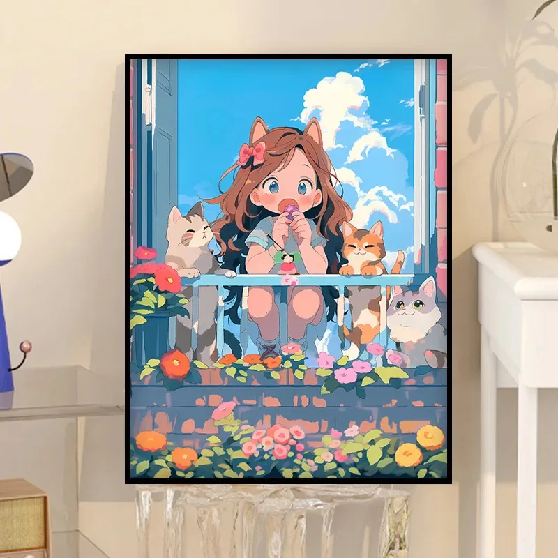 Прямая Заводская хорошая цена картины «Diy» на заказ холст 16x20 дюймов краска по номерам цветы мультяшная девушка