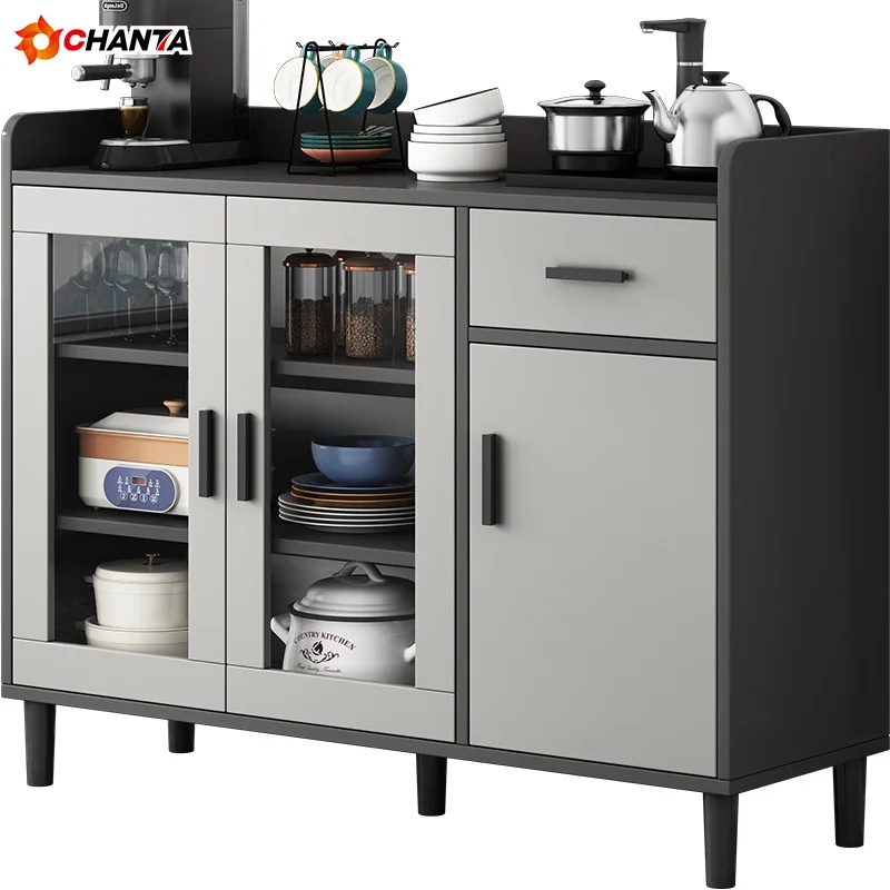 Modern Luxury Home Kitchen Dinning Room Furniture Storage Buffet Cabinets Glass Wooden Sideboard