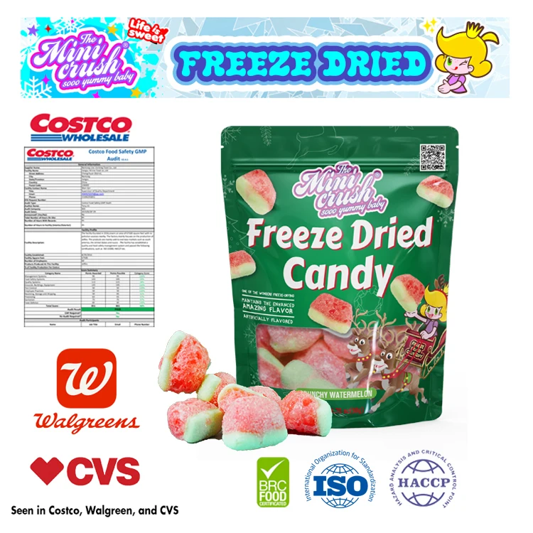 New Crispy candy sweets snacks freeze dried watermelon gummy candy For Christmas