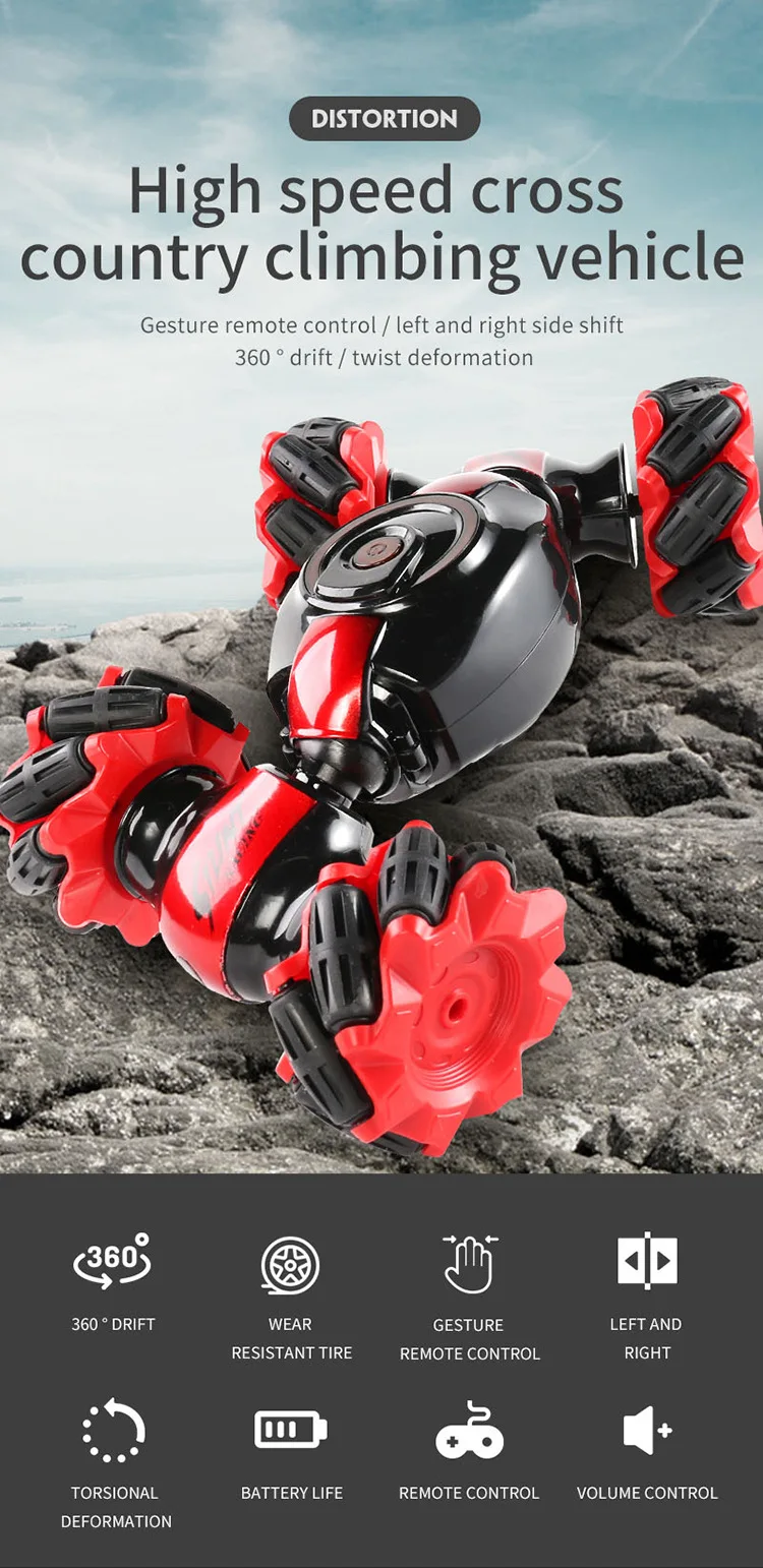 1:16 4WD RC Car Kid Toy Radio Gesture Induction Music Light Twist High Speed Stunt off Road Drift Vehicle Remote Control Car