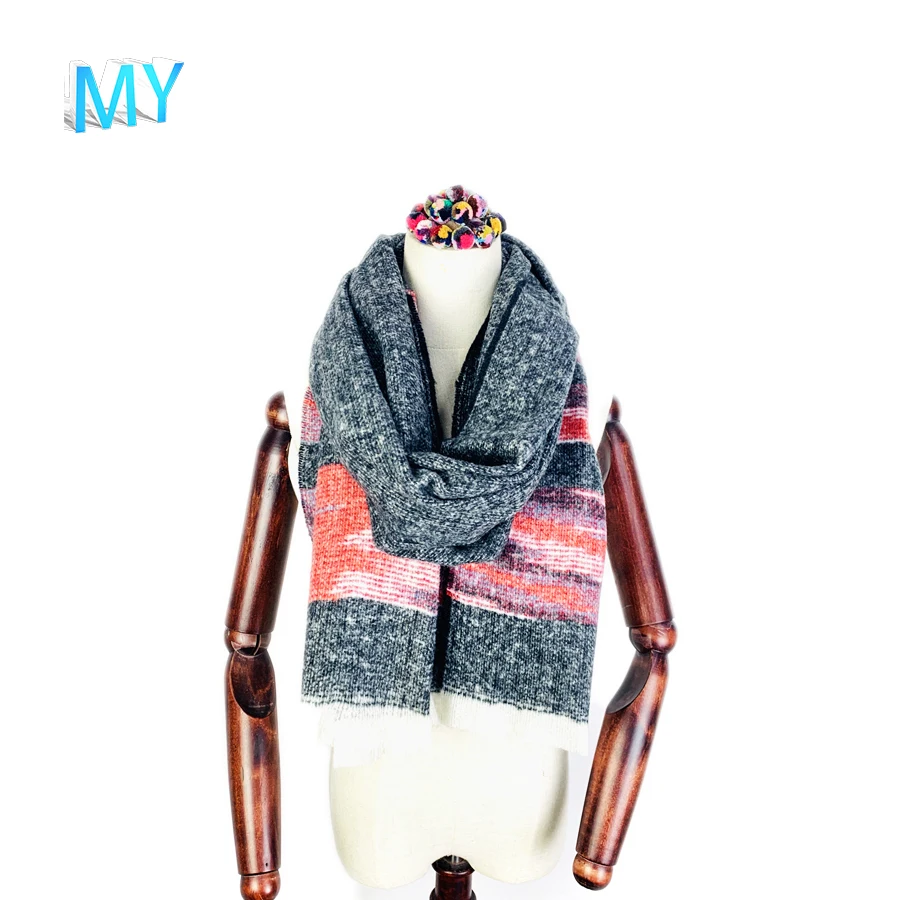 Factory Direct Cheap Women Winter Tartan Plaid Blanket Acrylic Scarf