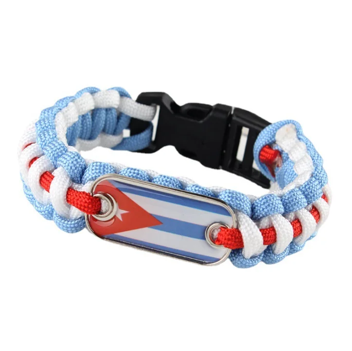 Customized Manufacturer 233 Countries Flag Handmade Bracelet National Country Flag Paracord Survival Bracelets