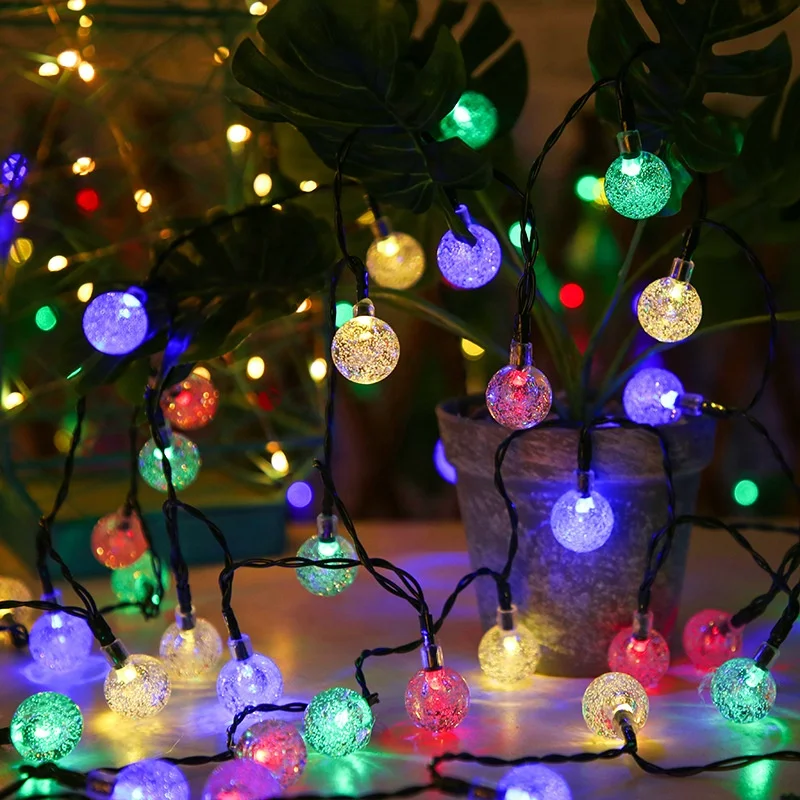 100 LED Bulb Solar String Lights Garden Lamp Backyard Patio Fairy Lights Clear Bulbs