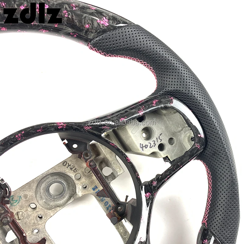 For Mitsubishi Lancer Evolution EVO X 9 3K Pink Powder Forged Carbon Fiber Steering Wheel Customized